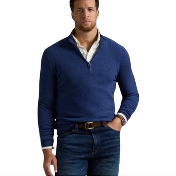 Polo by Ralph Lauren 1/4 Zip Blue‎ Pony Logo Shirt Size 2XB - Picture 1 of 10